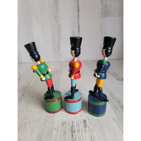 Wooden Nutcracker vintage push collapsible toy figure set Xmas - Picture 5 of 7